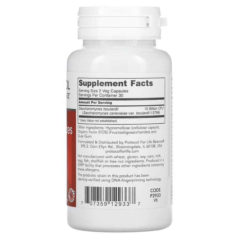 Protocol for Life Balance, Saccharomyces Boulardii, 60 Veg Capsules 707359129337