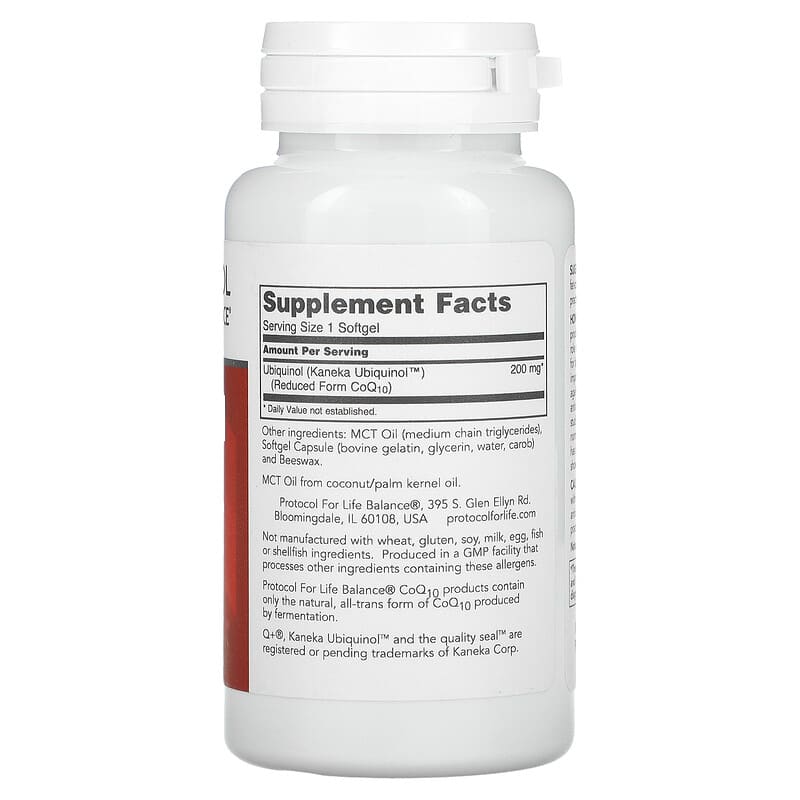 Protocol for Life Balance, Ubiquinol, 200 mg, 60 Softgels 707359131446