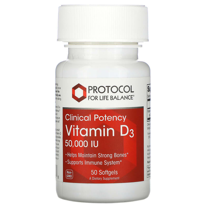 Protocol for Life Balance Vitamin D3 Clinical Potency 50,000 IU 50 Softgels 707359103788