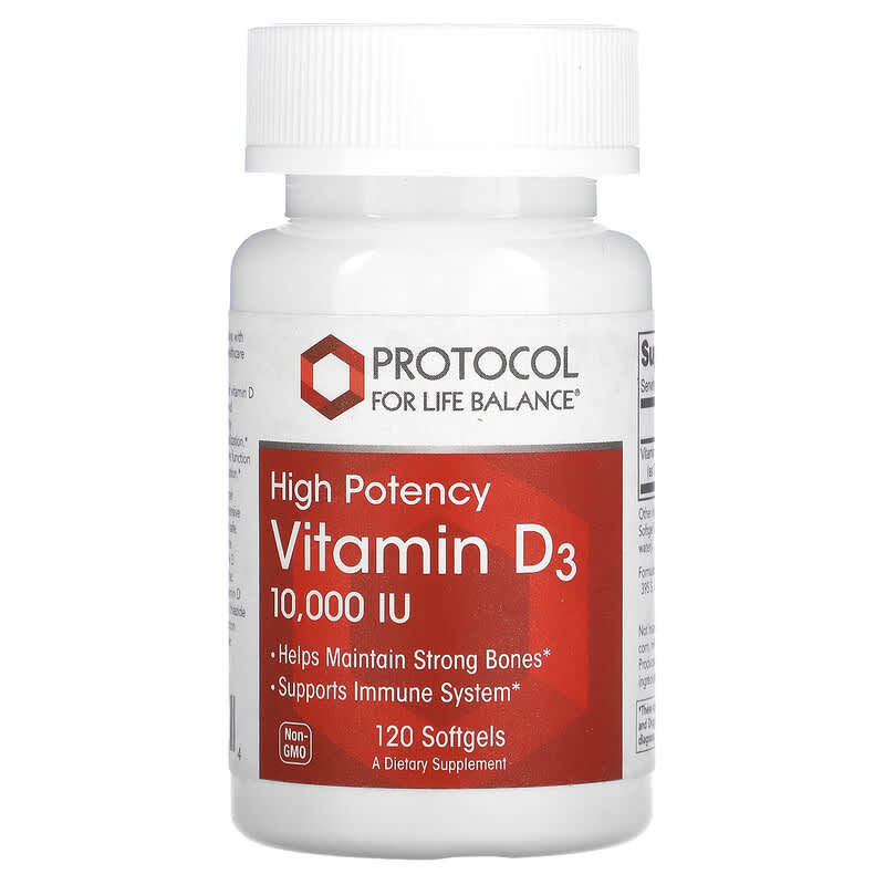 Protocol for Life Balance Vitamin D3 High Potency 10,000 IU 120 Softgels 707359103764