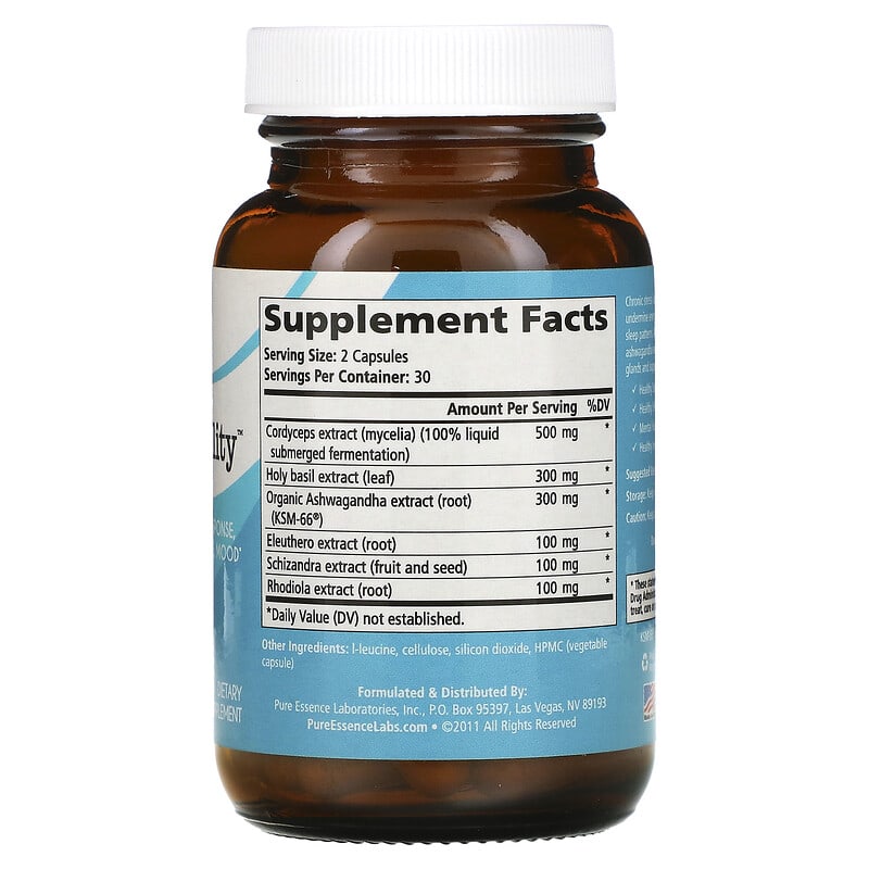 Pure Essence, AdrenalStability, 60 Vegi-Caps 659670130021