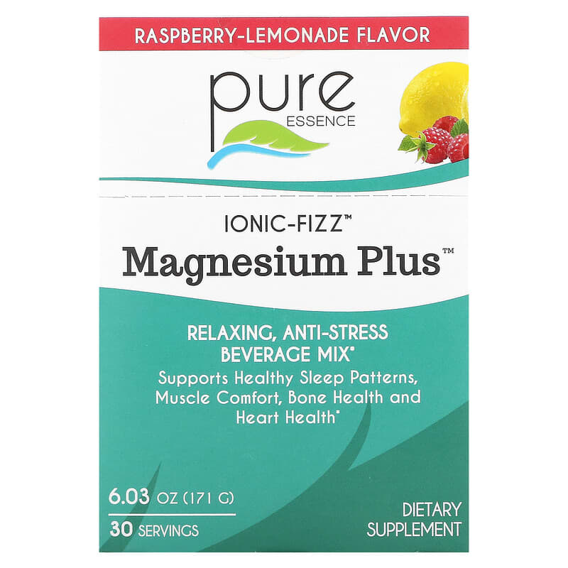 Pure Essence Ionic-Fizz Magnesium Plus Raspberry Lemonade 30 Packets 0.2 oz (5.7 g) Each 659670031120
