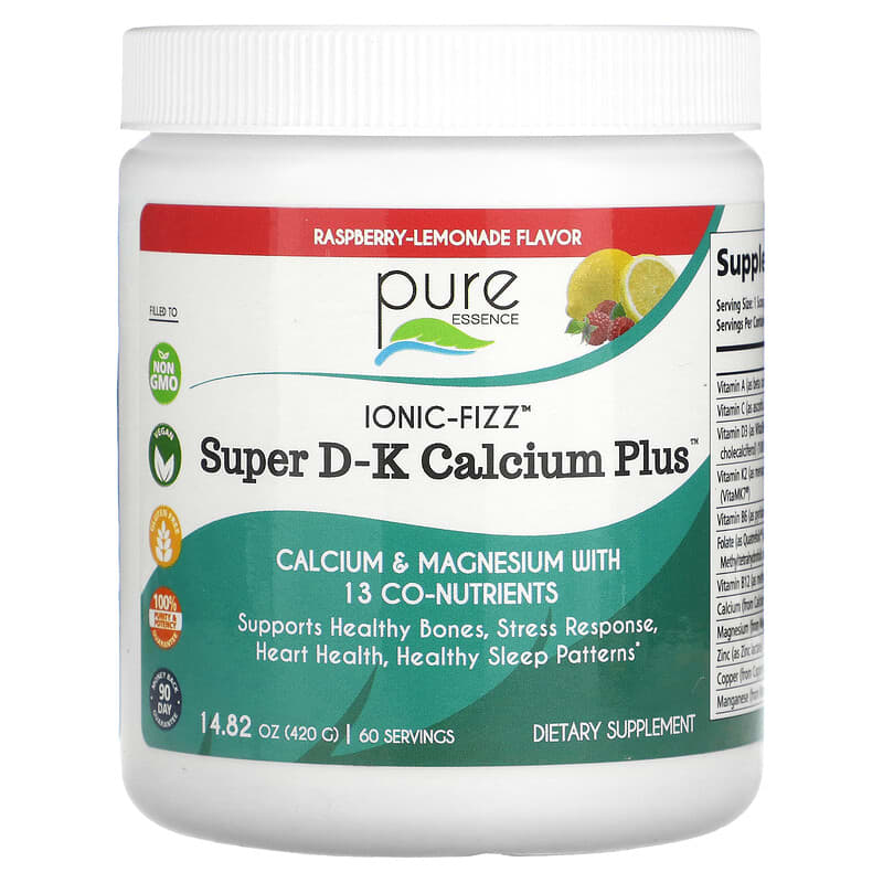 Pure Essence Ionic-Fizz Super D-K Calcium Plus Raspberry Lemonade 14.82 oz (420 g) 659670041013