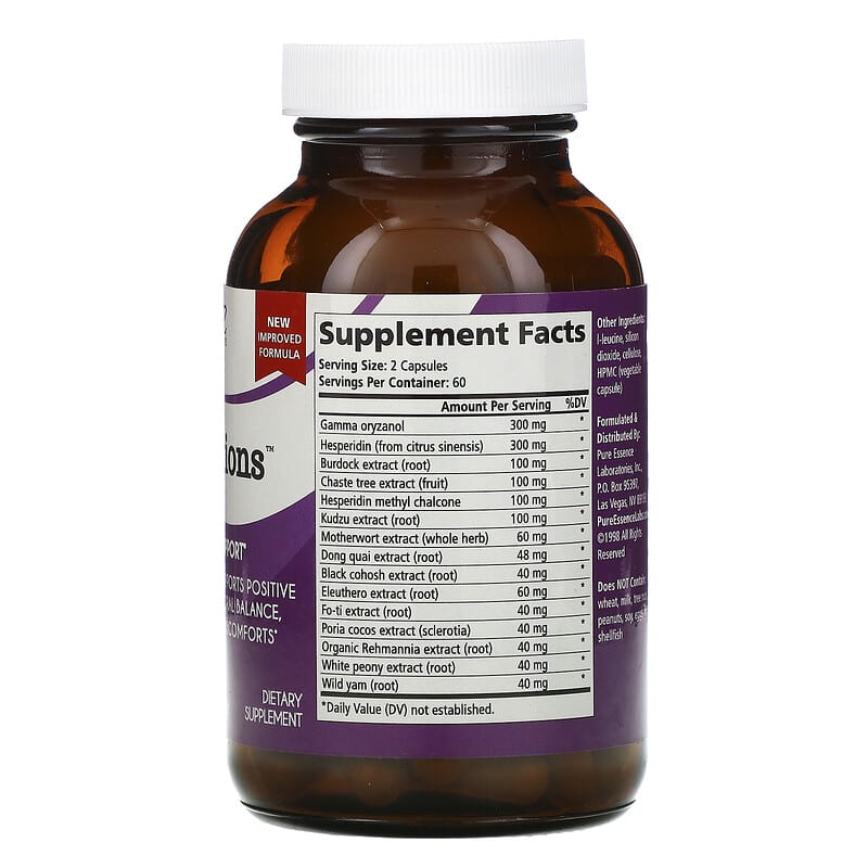 Pure Essence, Transitions, Menopause Support, 120 Vegi-Caps 659670007040