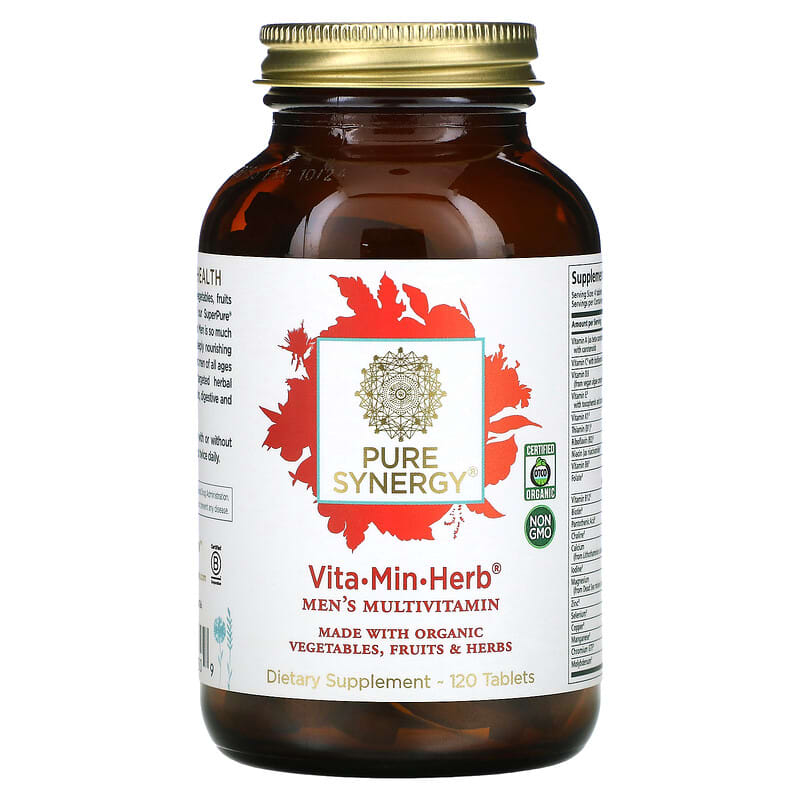 Pure Synergy Vita-Min-Herb Men's Multivitamin 120 Tablets 852971004309