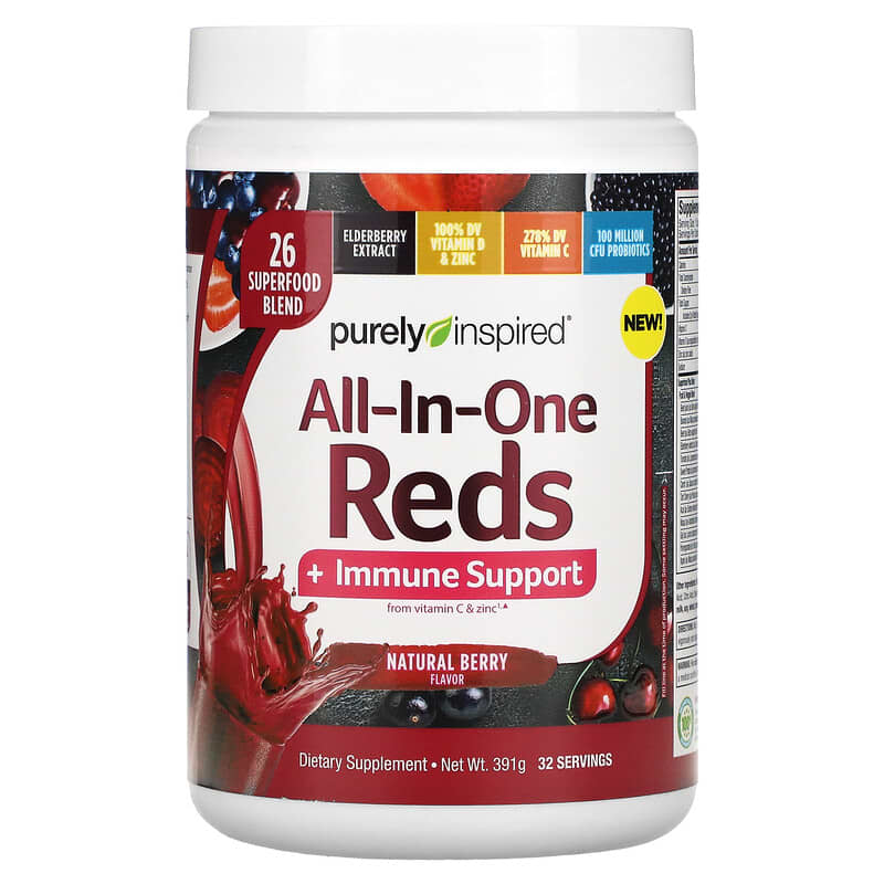 Purely Inspired All-In-One Reds + Immune Support Natural Berry 391 g 631656716115
