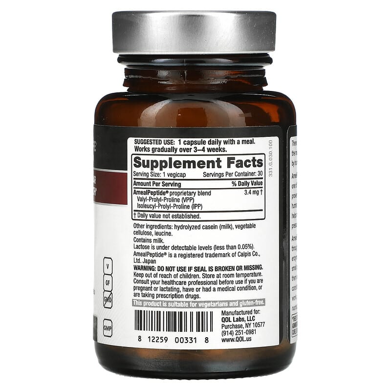 Quality of Life Labs, Ameal BP, Cardiovascular Health, 3.4 mg, 30 Vegicaps 812259003318