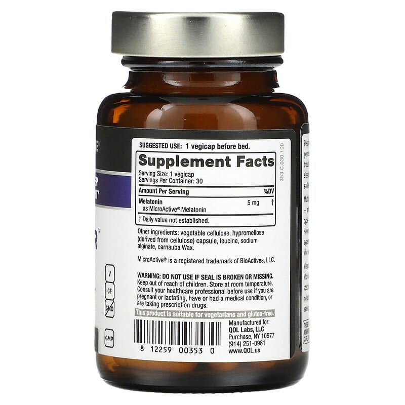 Quality of Life Labs, Melatonin-SR, 5 mg, 30 Vegicaps 812259003530