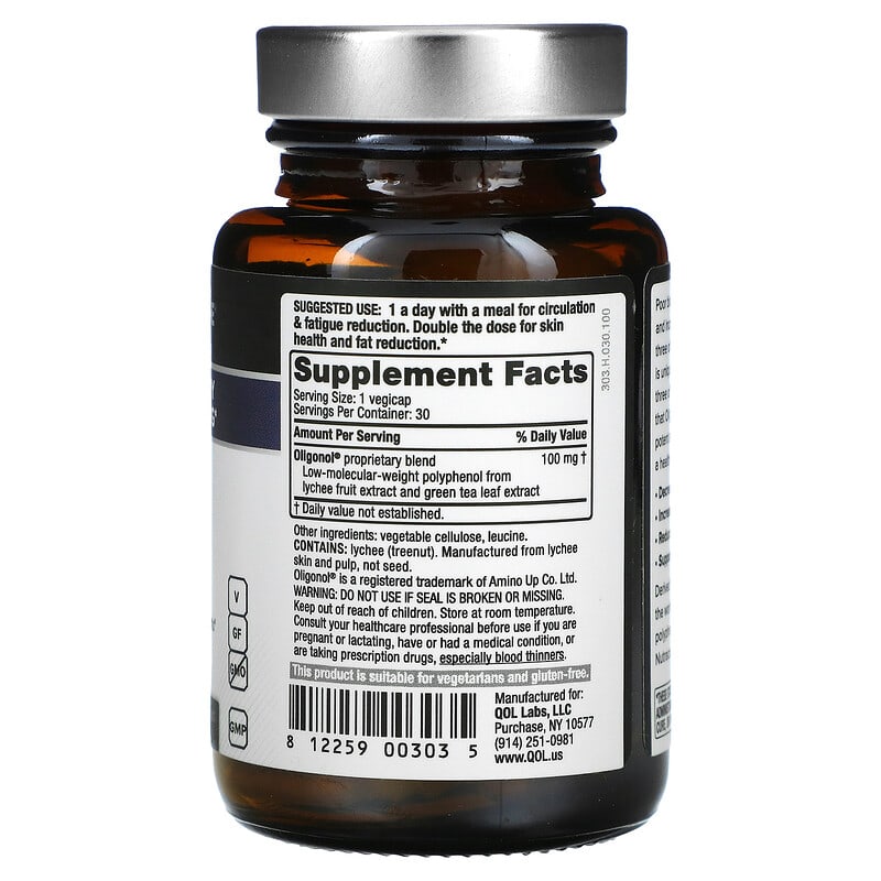 Quality of Life Labs, Oligonol, 100 mg, 30 Vegicaps 812259003035