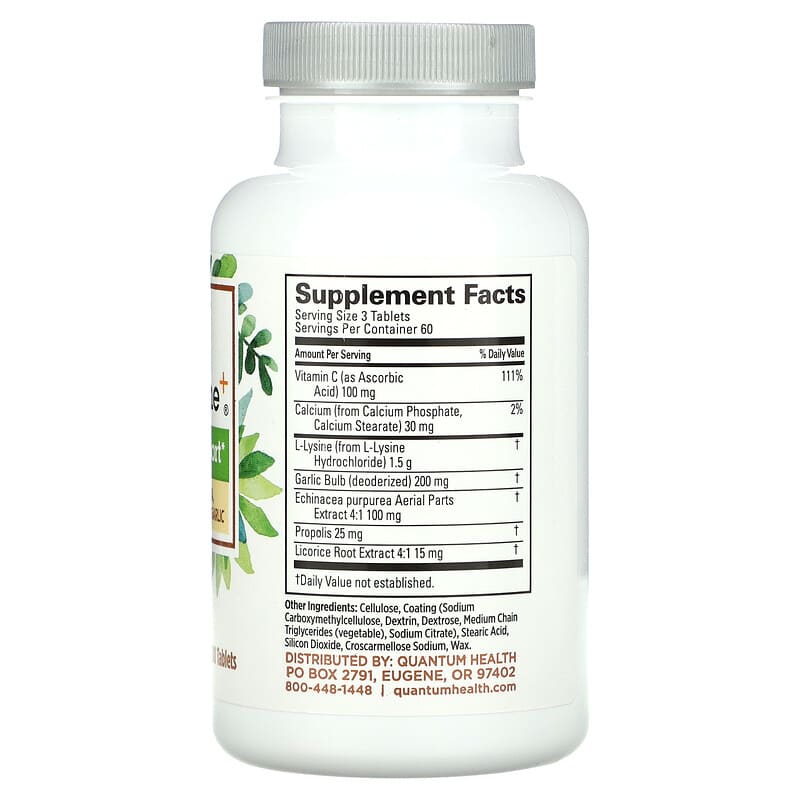 Quantum Health, SuperLysine+, Immune Support, 180 Tablets 46985001113