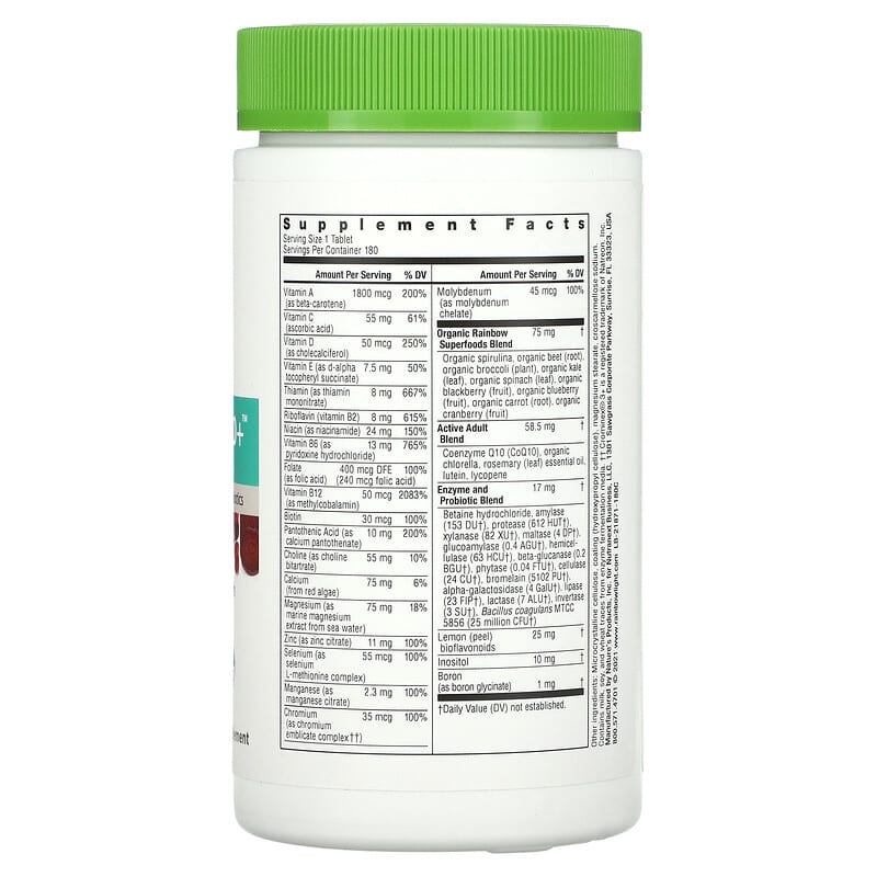 Rainbow Light, Active Adult 50+ Multivitamin, 180 Tablets 21888218714