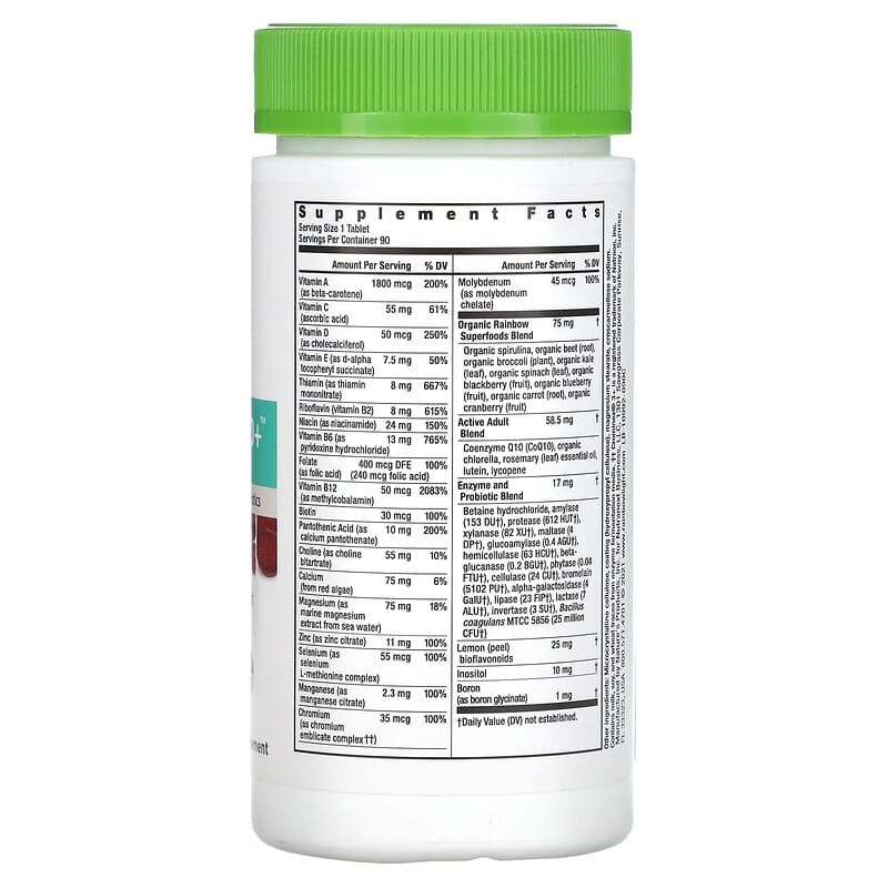 Rainbow Light, Active Adult 50+ Multivitamin, 90 Tablets 21888109920