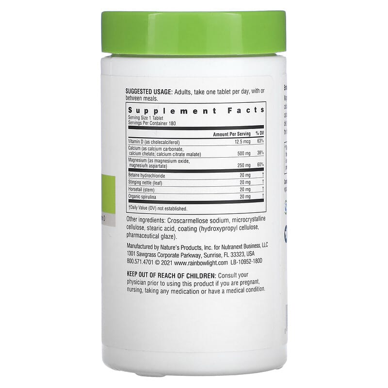 Rainbow Light, Calcium with Magnesium & Vitamin D3, 180 Tablets 21888109524