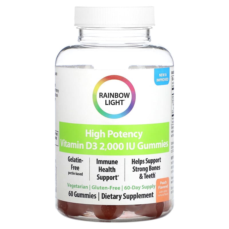 Rainbow Light High Potency Vitamin D3 Peach 2,000 IU 60 Gummies 21888204380