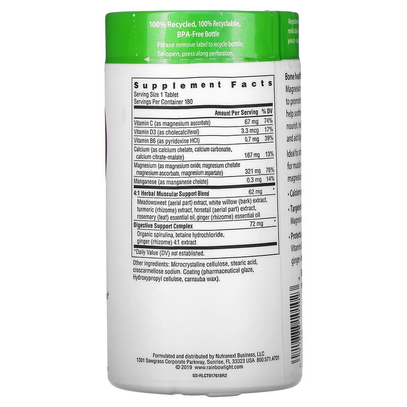 Rainbow Light, Magnesium Calcium+, 180 Tablets 21888101023