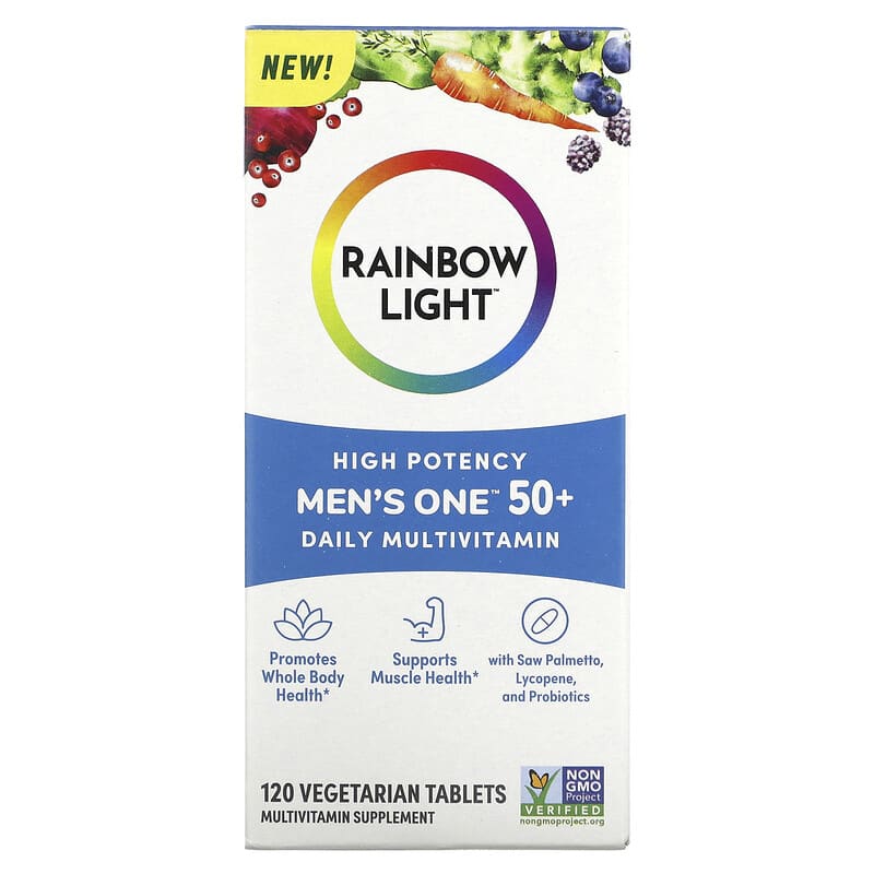 Rainbow Light Men's One 50+ Daily Multivitamin High Potency 120 Vegetarian Tablets 21888204052
