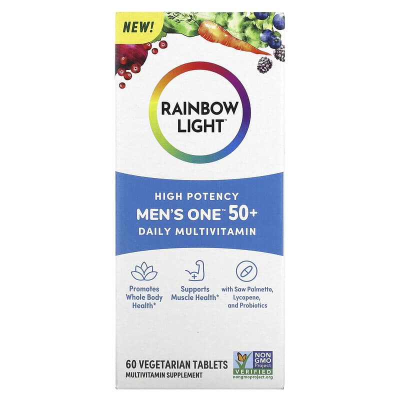 Rainbow Light Men's One 50+ Daily Multivitamin High Potency 60 Vegetarian Tablets 21888204038