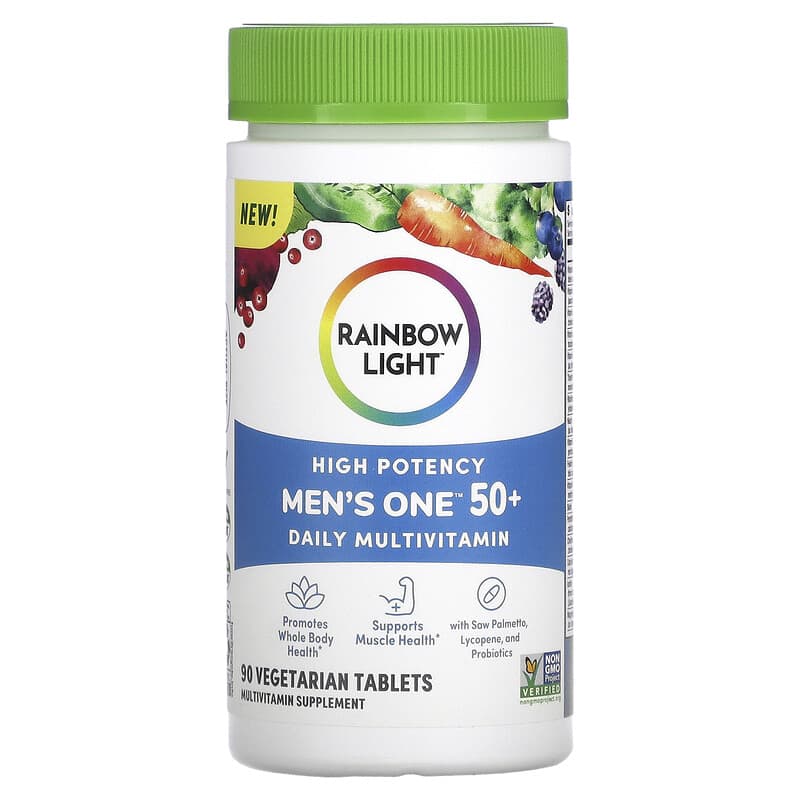 Rainbow Light Men's One 50+ Daily Multivitamin High Potency 90 Vegetarian Tablets 21888204045