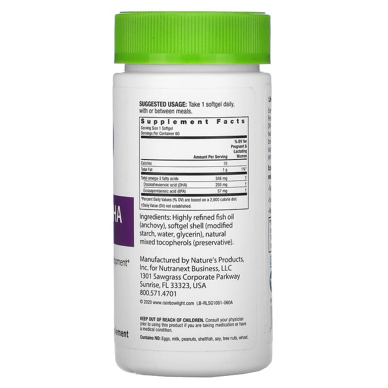Rainbow Light, Prenatal DHA, Omega-3, 60 Softgels 21888113323