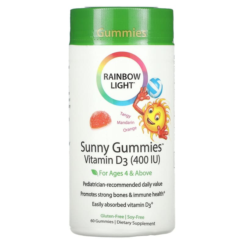 Rainbow Light Sunny Gummies Vitamin D3 For Ages 4 & Above Tangy Mandarin Orange 400 IU 60 Gummies 21888120536