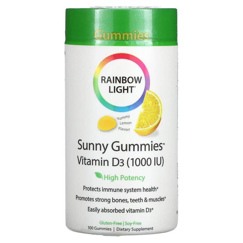 Rainbow Light Sunny Gummies Vitamin D3 Lemon 1,000 IU 100 Gummies 21888120642