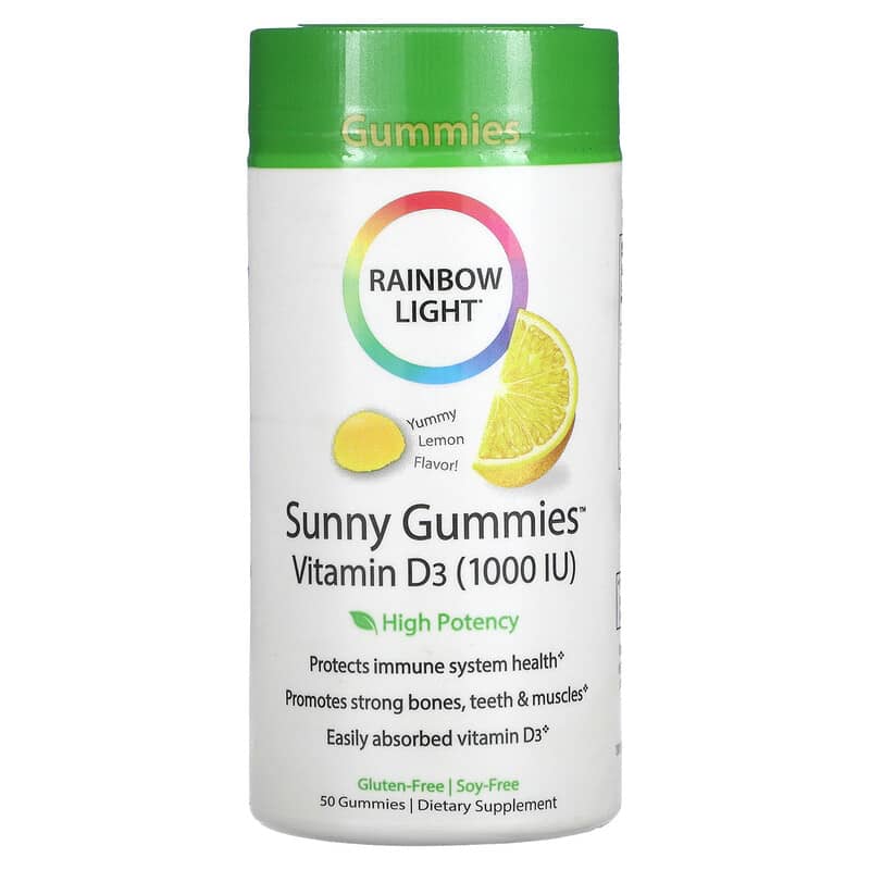 Rainbow Light Sunny Gummies Vitamin D3 Lemon 1,000 IU 50 Gummies 21888120628