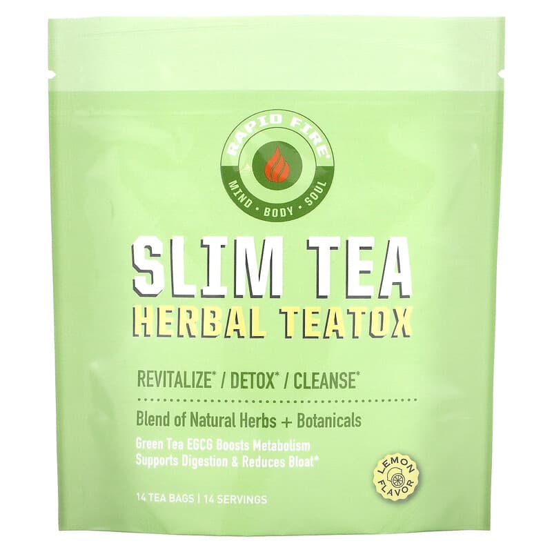 RAPIDFIRE SlimTea Herbal Teatox Lemon 14 Tea Bags 35046104887