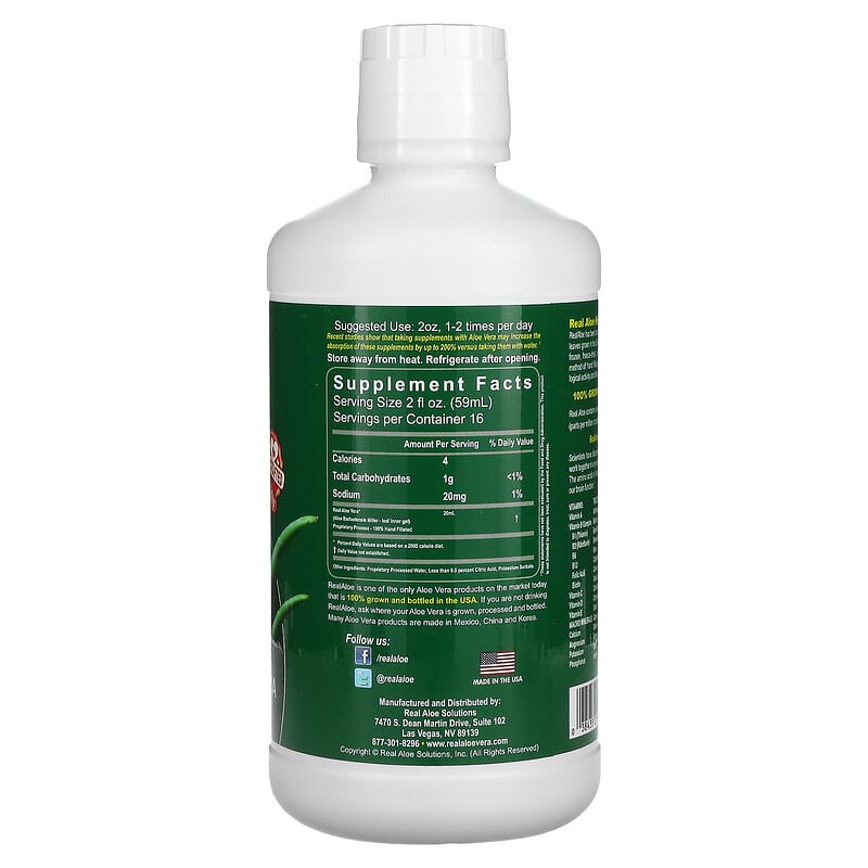 Real Aloe Inc., Aloe Vera Juice, 32 fl oz (960 ml) 38435210329