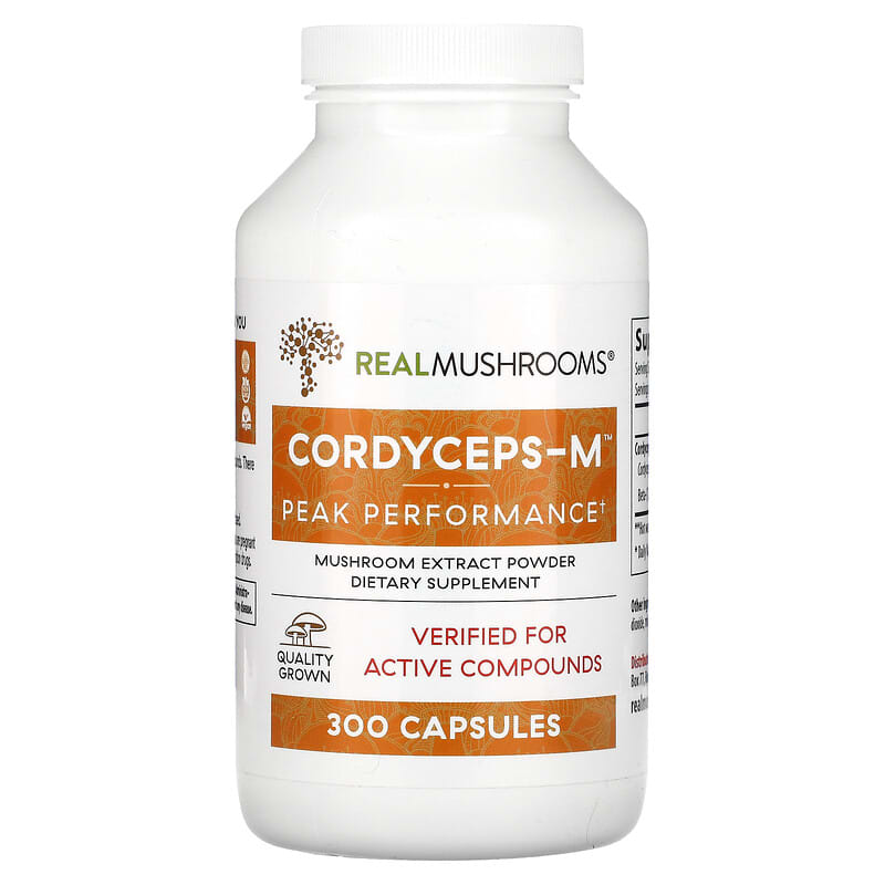 Real Mushrooms Cordyceps-M Mushroom Extract Powder 300 Capsules 628110068330