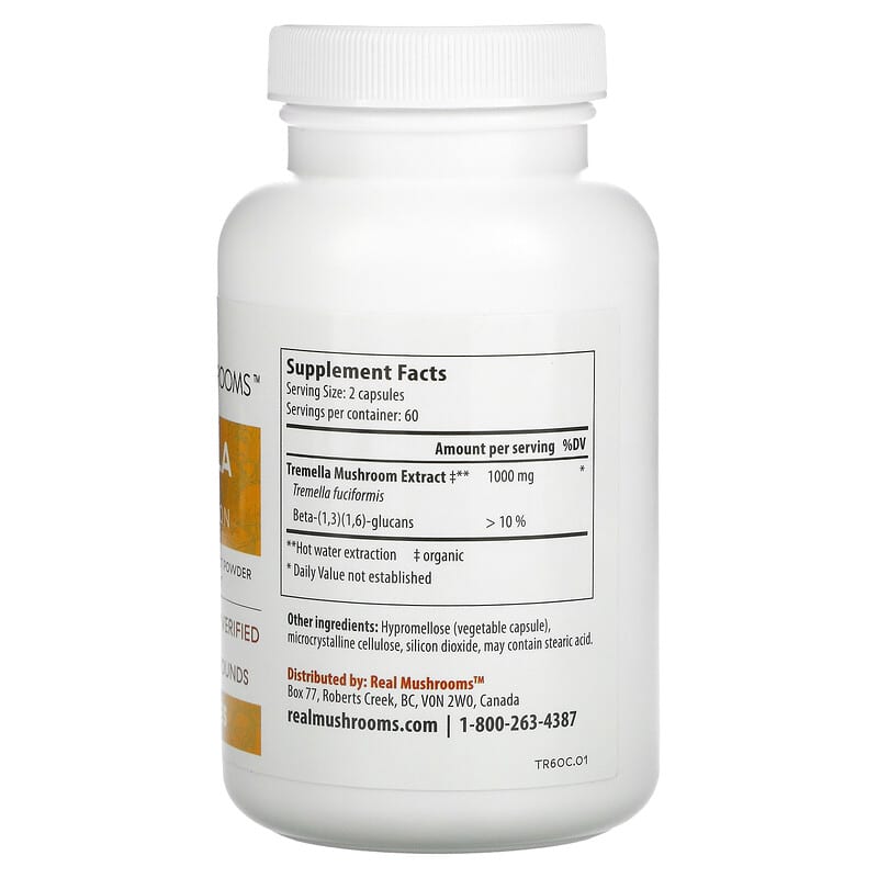 Real Mushrooms, Tremella, Rejuvenation, 120 Capsules 628110068408