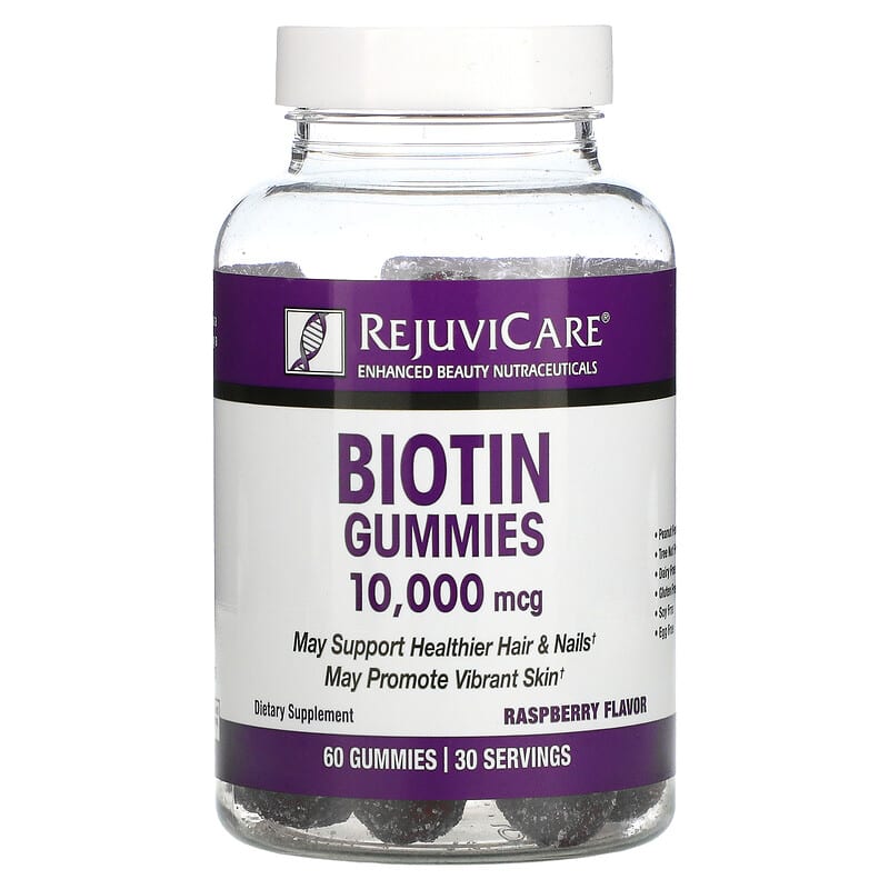 Rejuvicare Biotin Gummies Raspberry 10,000 mcg 60 Gummies 35046082413