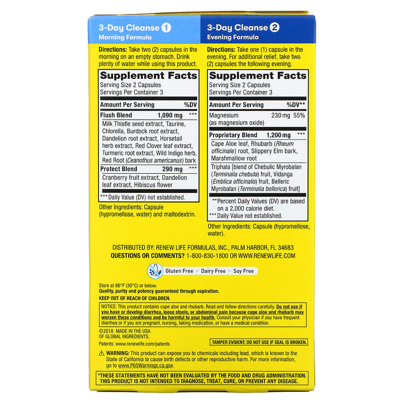 Renew Life, 3-Day Cleanse, Total Body Reset, 12 Vegetarian Capsules 631257154262