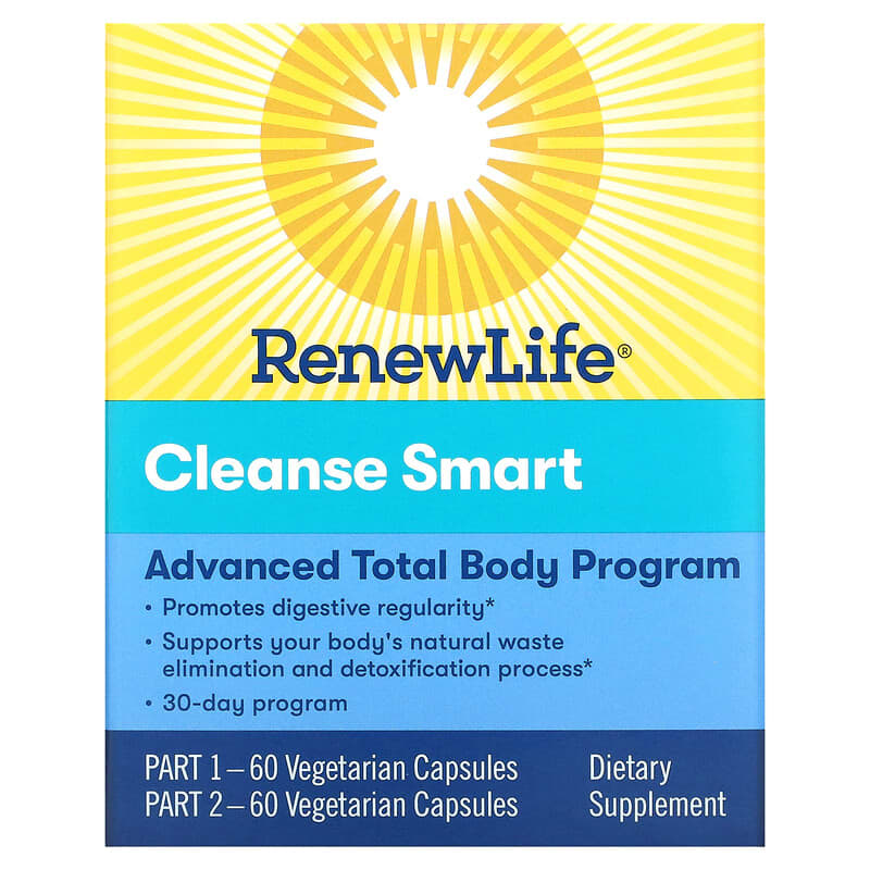 Renew Life Cleanse Smart 2 Bottles 60 Vegetarian Capsules Each 631257534507