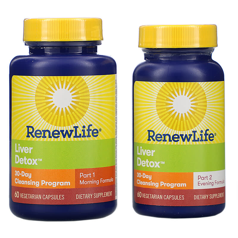 Renew Life, Liver Detox, 30-Day Cleansing Program, 2 Bottles, 60 Vegetarian Capsules Each 631257624505