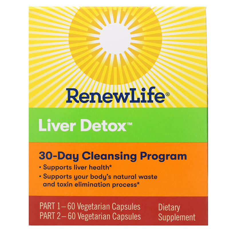 Renew Life Liver Detox 30-Day Cleansing Program 2 Bottles 60 Vegetarian Capsules Each 631257624505