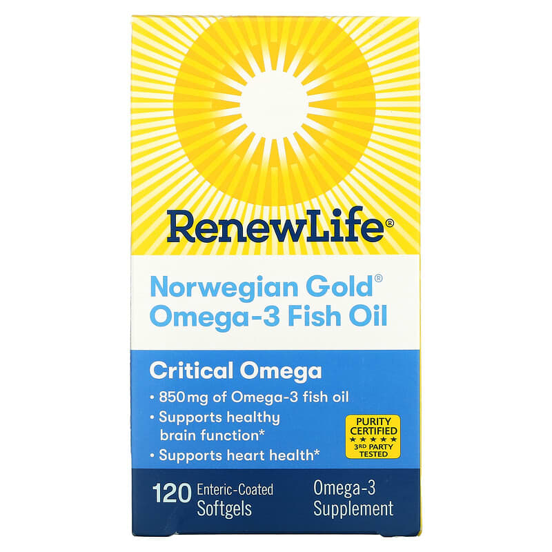 Renew Life Norwegian Gold Omega-3 Fish Oil 850 mg 120 Enteric-Coated Softgels 631257154057