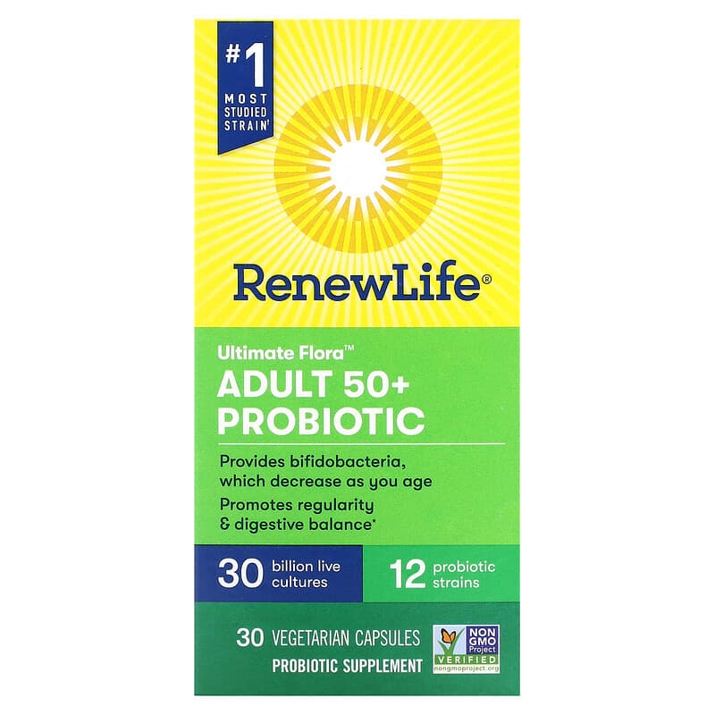 Renew Life Ultimate Flora Adult 50+ Probiotic 30 Billion Live Cultures 30 Vegetarian Capsules 631257121127