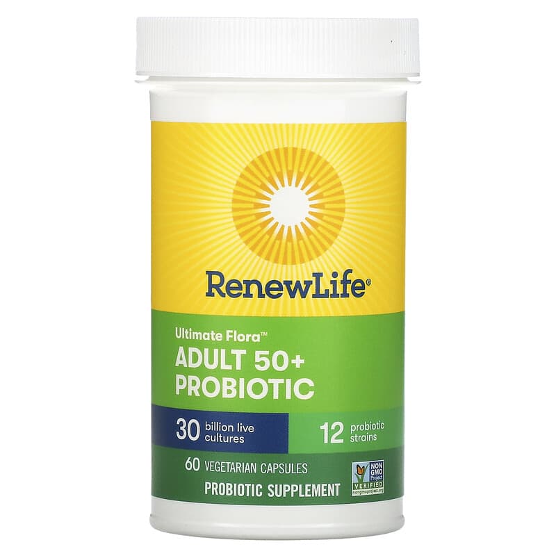 Renew Life, Ultimate Flora, Adult 50+ Probiotic, 30 Billion Live Cultures, 60 Vegetarian Capsules 631257121134