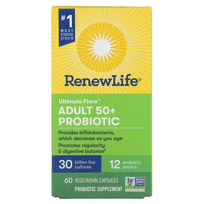 Renew Life Ultimate Flora Adult 50+ Probiotic 30 Billion Live Cultures 60 Vegetarian Capsules 631257121134