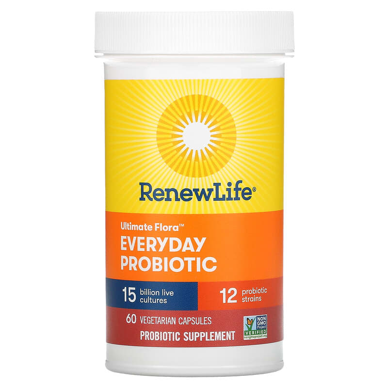 Renew Life, Ultimate Flora Everyday Probiotic, 15 Billion CFU, 60 Vegetarian Capsules 631257120984