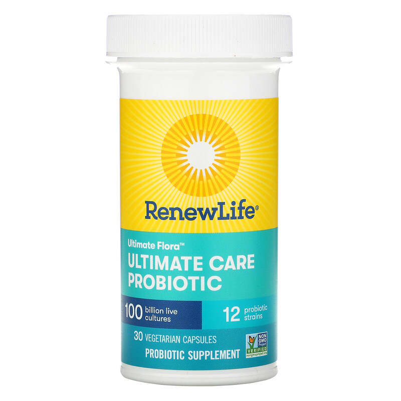 Renew Life, Ultimate Flora, Ultimate Care Probiotic, 100 Billion Live Cultures, 30 Vegetarian Capsules 631257121035