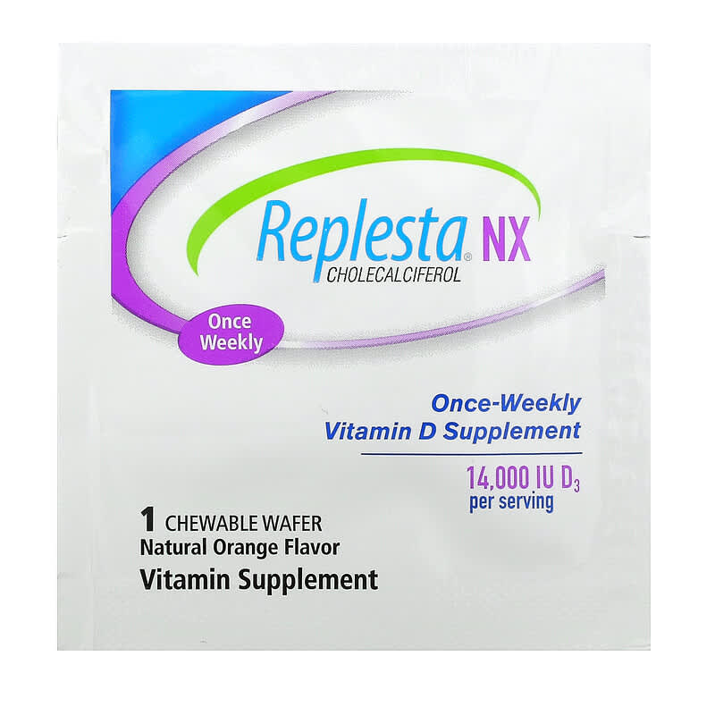 Replesta, NX Cholecalciferol, Once-Weekly Vitamin D, Natural Orange, 14,000 IU, 8 Chewable Wafers 602359460131