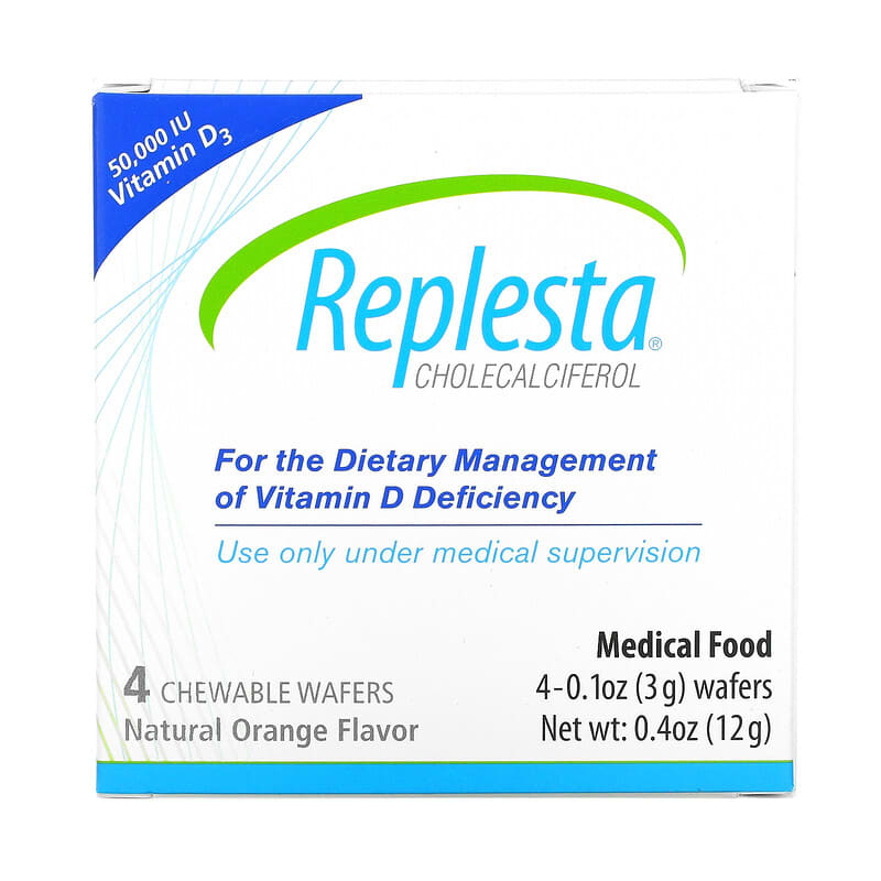 Replesta Vitamin D-3 Cholecalciferol Natural Orange 50,000 IU 4 Chewable Wafers 602359460100