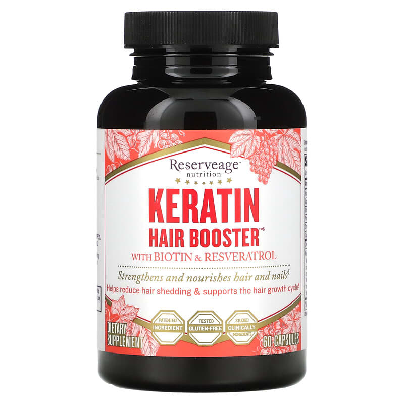 Reserveage Nutrition, Keratin Hair Booster with Biotin & Resveratrol, 60 Capsules 94922015709