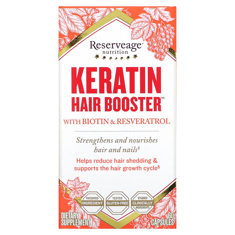 Reserveage Nutrition Keratin Hair Booster with Biotin & Resveratrol 60 Capsules 94922015709
