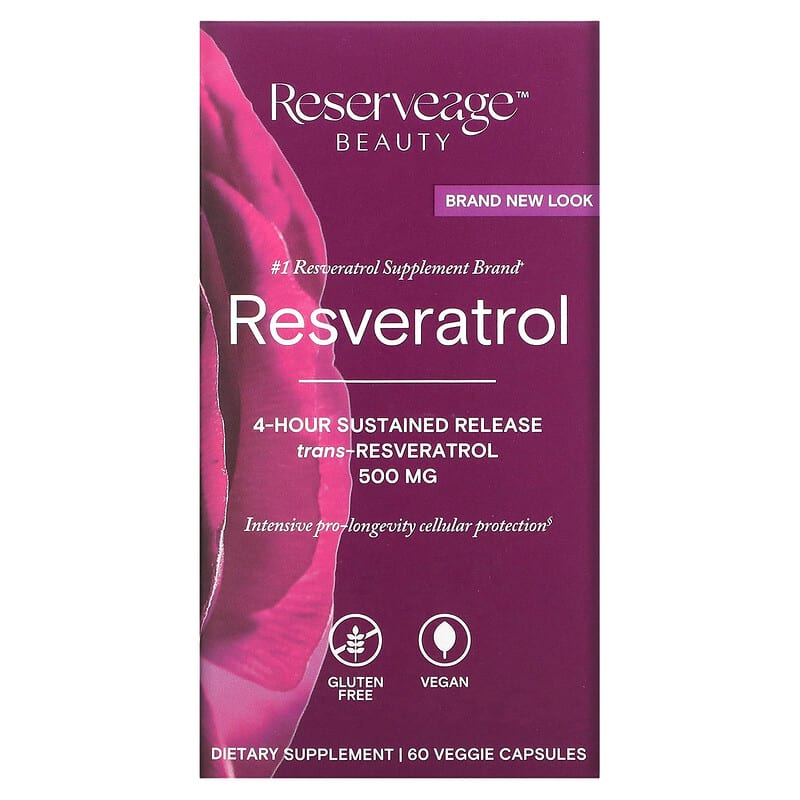 Reserveage Nutrition Resveratrol 500 mg 60 Veggie Capsules 94922281906