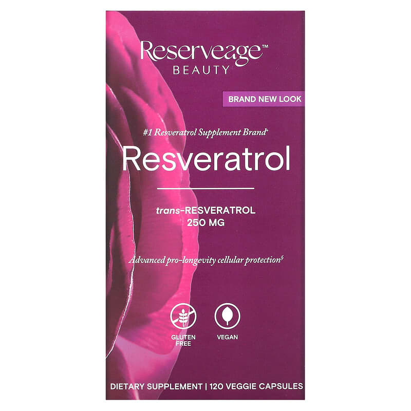 Reserveage Nutrition Resveratrol Trans-Resveratrol 250 mg 120 Veggie Capsules 94922002815
