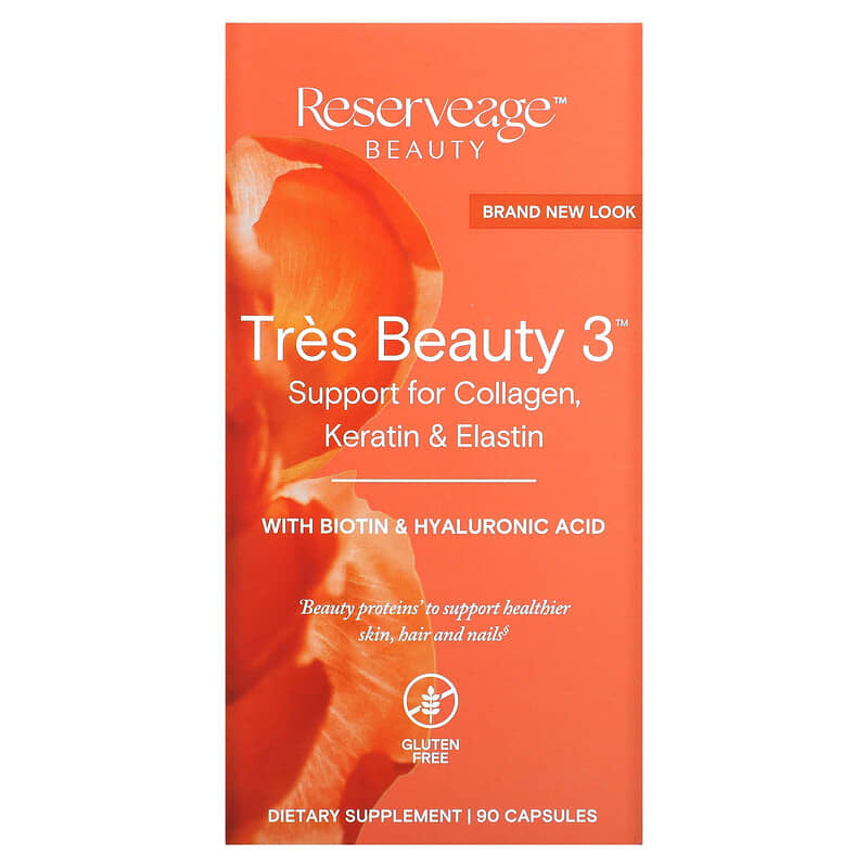 Reserveage Nutrition Tres Beauty 3 with Biotin & Hyaluronic Acid 90 Capsules 859569002877