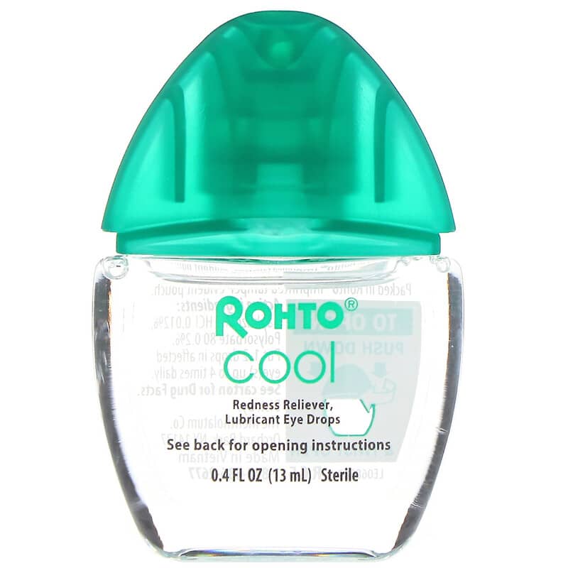 Rohto, Cooling Eye Drops, Dual Action Redness + Dryness Relief, 0.4 fl oz (13 ml) 310742010749