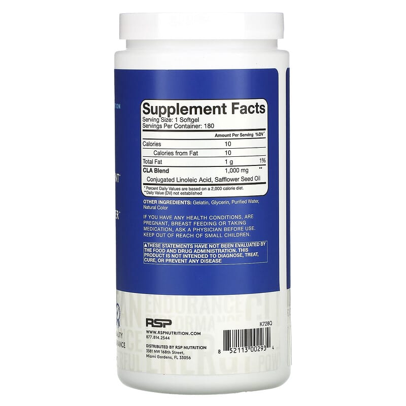 RSP Nutrition, CLA, Weight Management, 180 Softgels 852113002934